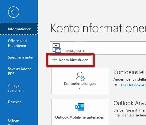 Email Einrichtung Outlook