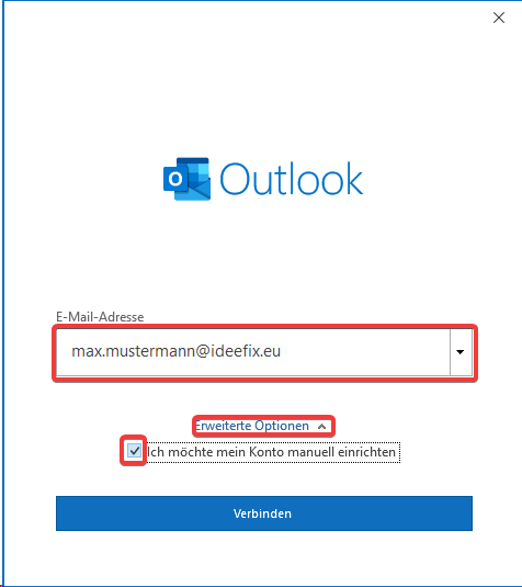 Email Einrichtung Outlook