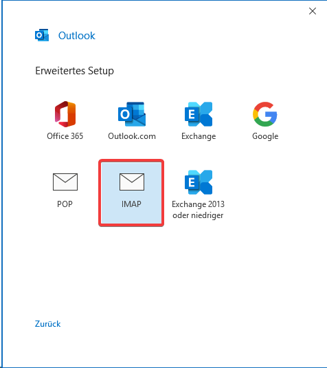Email Einrichtung Outlook