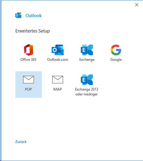 Email Einrichtung Outlook