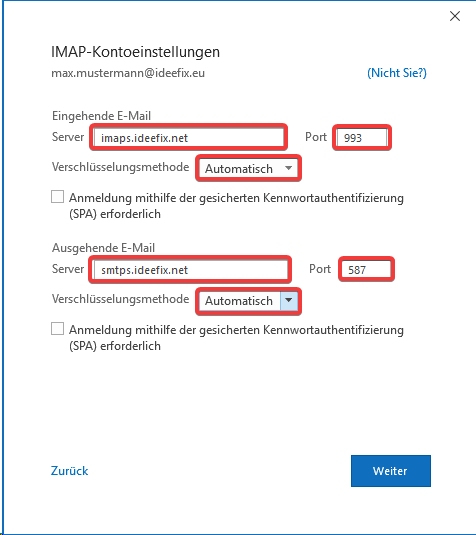 Email Einrichtung Outlook