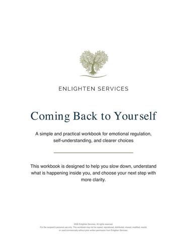 A white u shaped object on a white background. Cover of the Coming Back to Yourself workbook by Kristen Burrus.