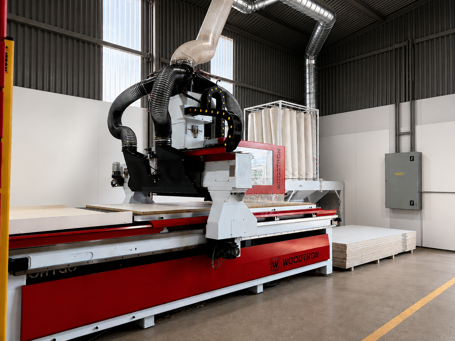 CNC machine cutting cabinet panels