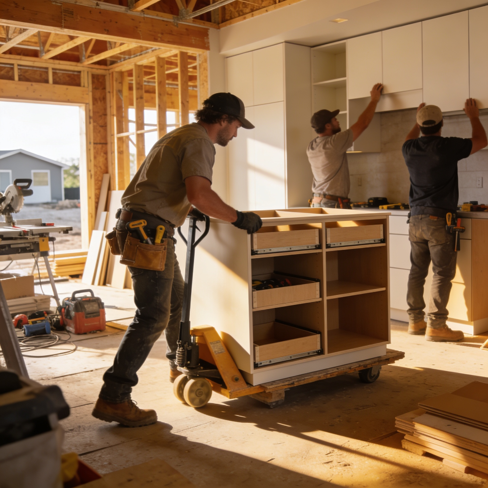 Builders on site