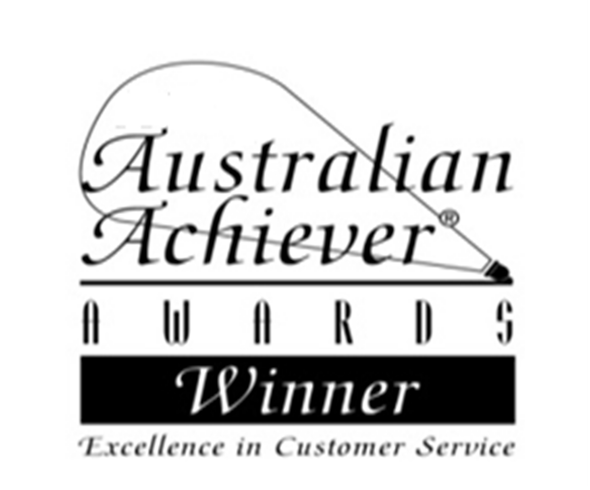 Australian Achiever Awards logo: text and a pen outline above a black