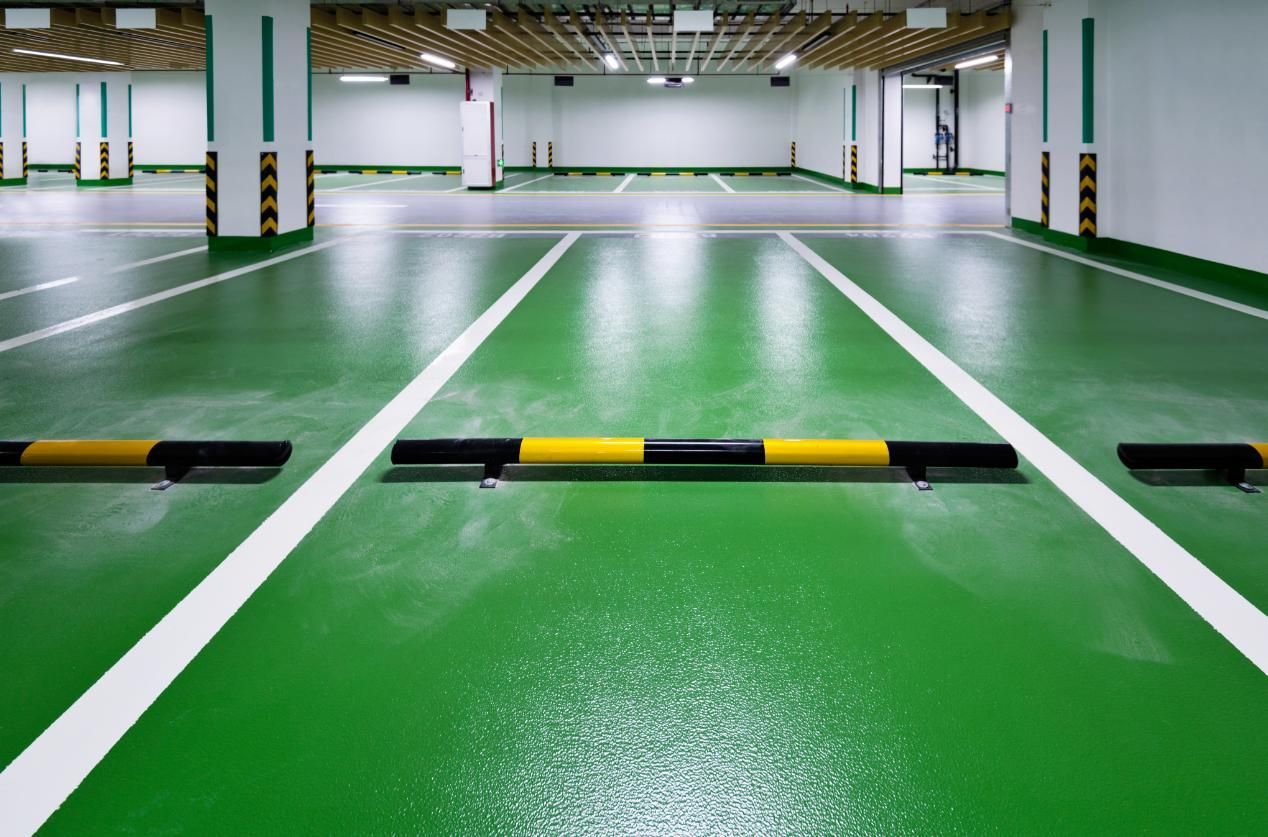 Parking Garage With Green Floors and White Lines — Capital Ultimate Facility in Beard, ACT