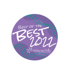 Purple circular award badge reading “Best of the Best 2022” with teal swirls and Walking Tall Painting logo