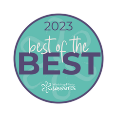 2023 “Best of the Best” award badge for Wedding Party Websites in teal and purple