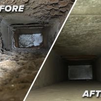 A before and after picture of a ventilation duct.