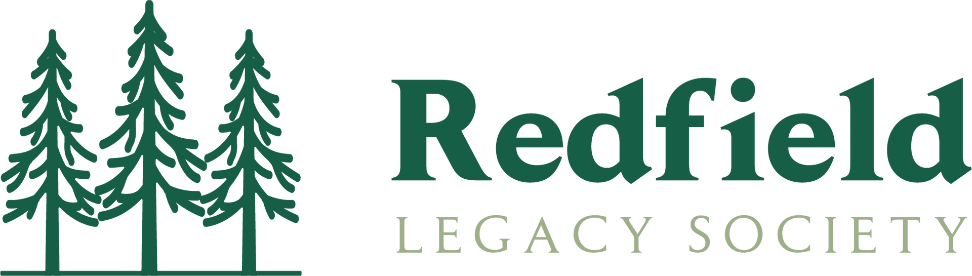 Logo with three green pine trees and the words