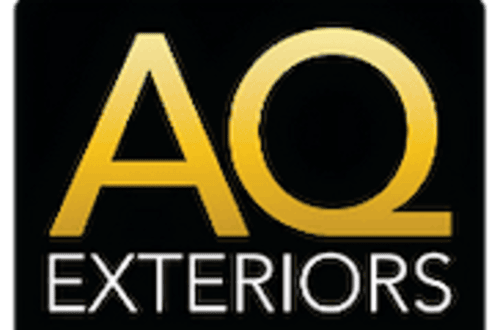 AQ Exteriors logo with gold