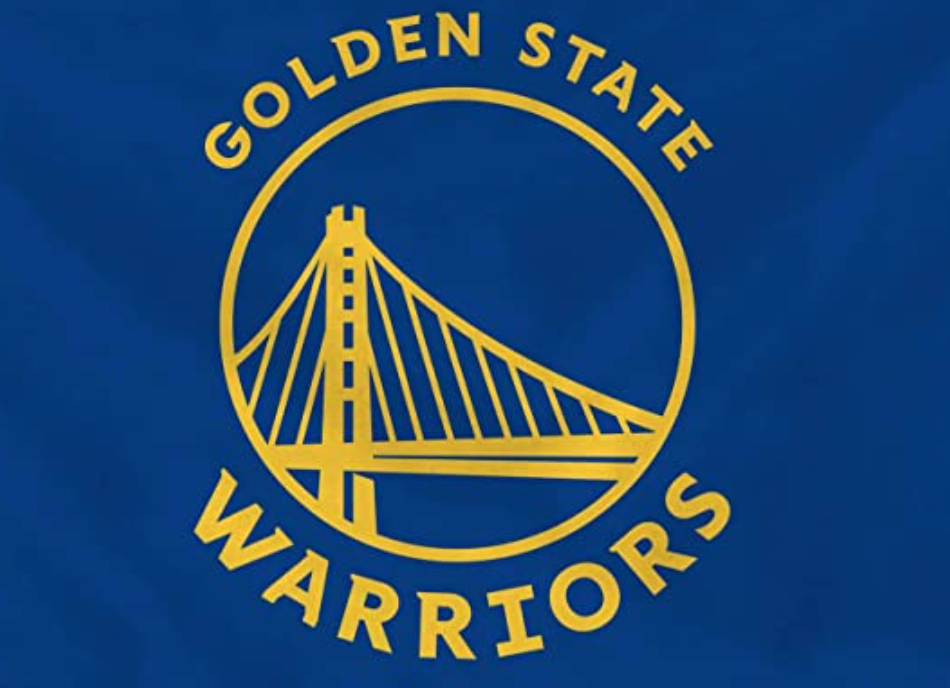 Golden State Warriors logo: gold bridge inside a gold circle on a blue background.