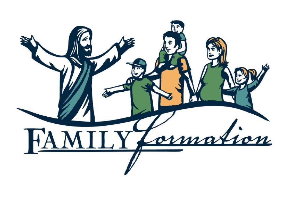 Family Formation logo with robed figure and family silhouettes in blue, green, and orange