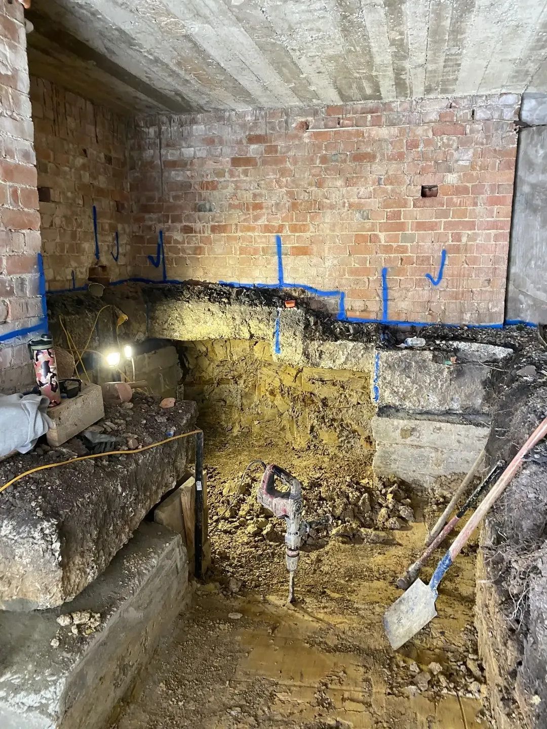 A Basement Being Excavated — Affordable Underpinning Solutions In Newtown, NSW