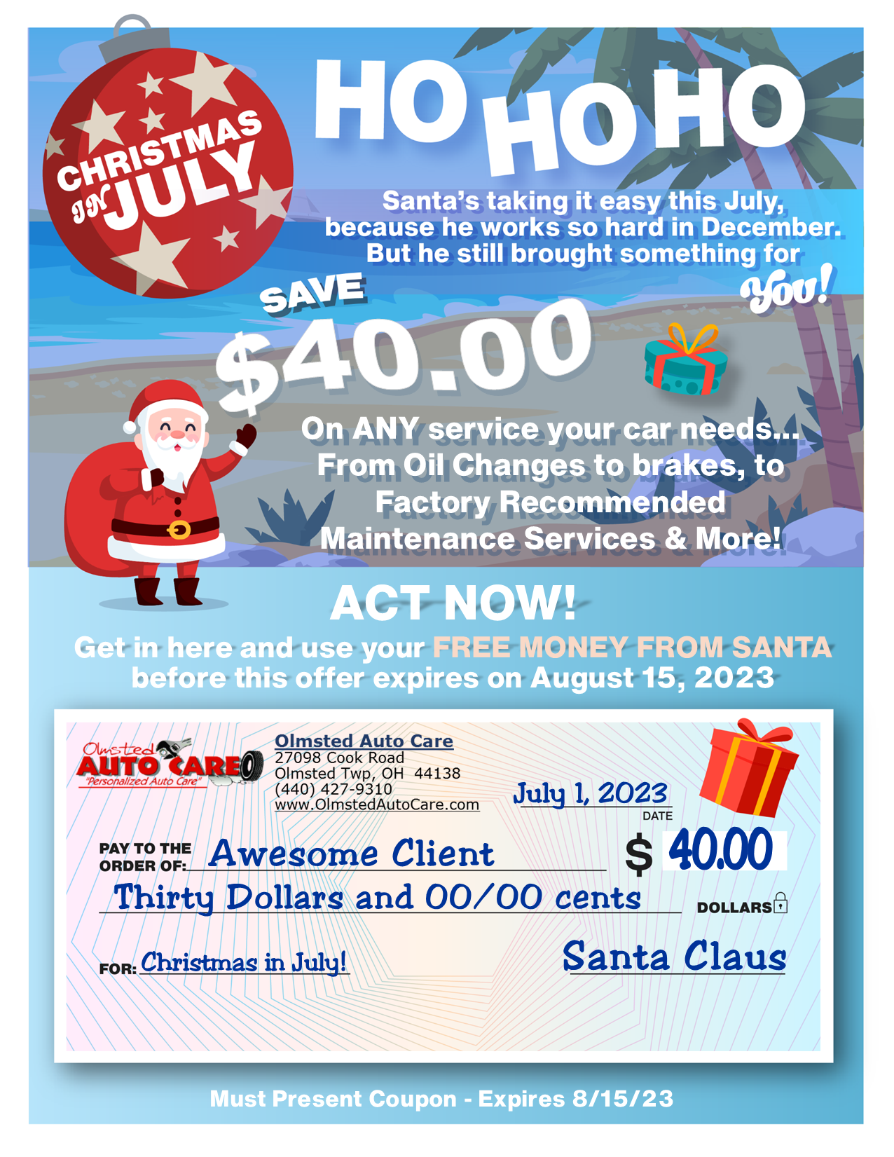 Specials Olmsted Auto Care