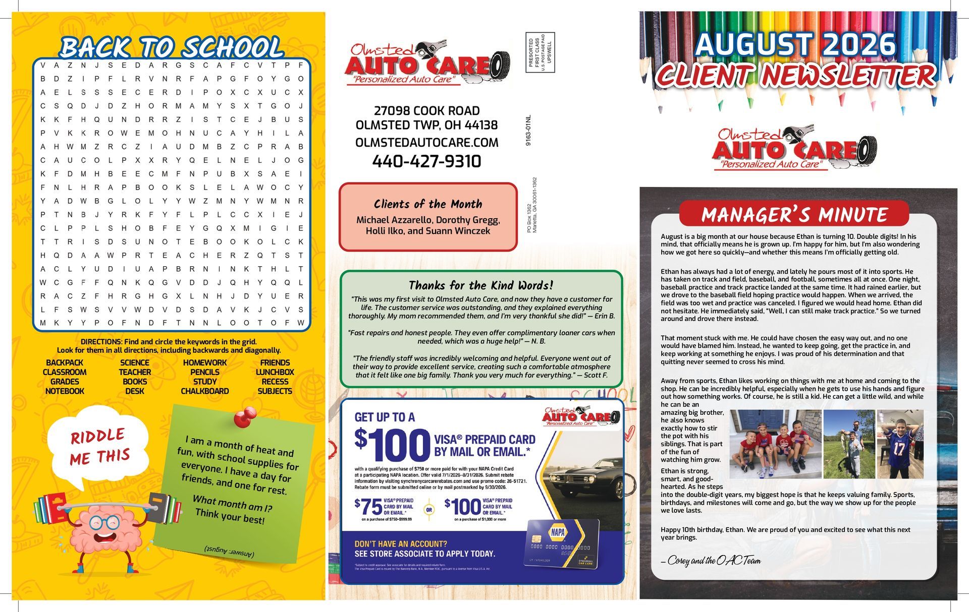 Newsletter - Olmsted Auto Care