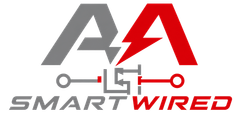 SmartWired logo with stylized black and red “A” and wire icon