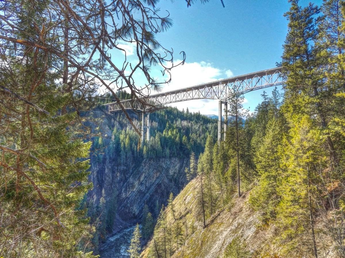 The Moyie River Canyon Bridge spanning the canyon near Moyie Springs, Idaho