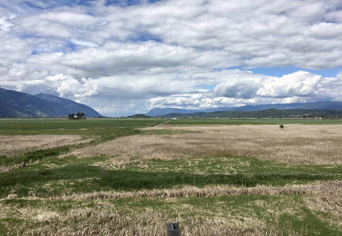 Wide marsh and farmland of the Kootenai National Wildlife Refuge under a big sky