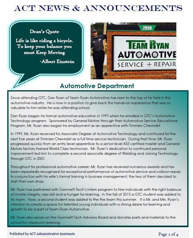 Dan Ryan Featured In The Gwinnett Tech Alumni Spotlight