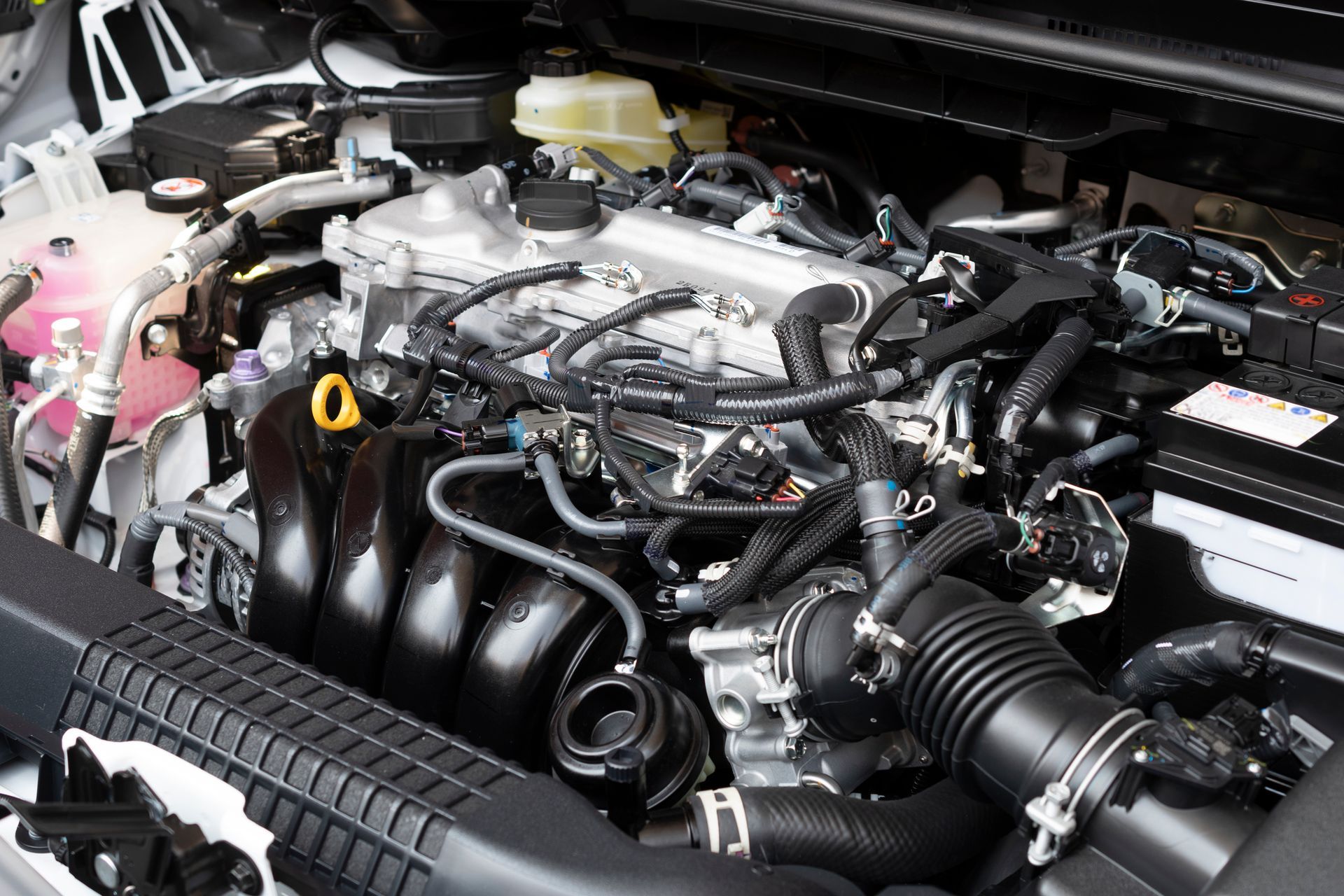 New engine room of new car. New engine room of new car.