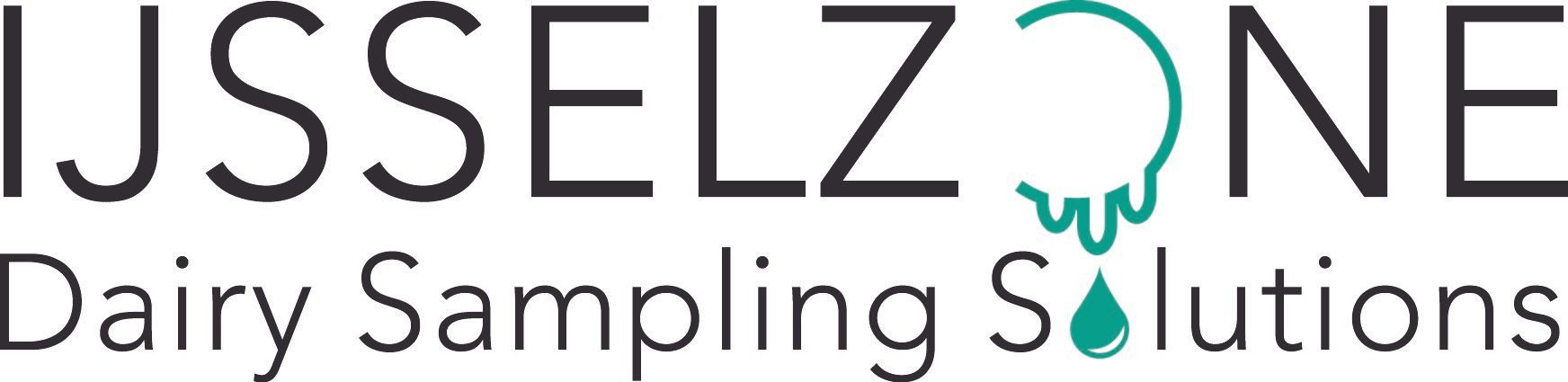 Het logo van Jussel Zone Dairy Sampling Solutions met gestileerde groen-grijze tekst en een druppelicoon.