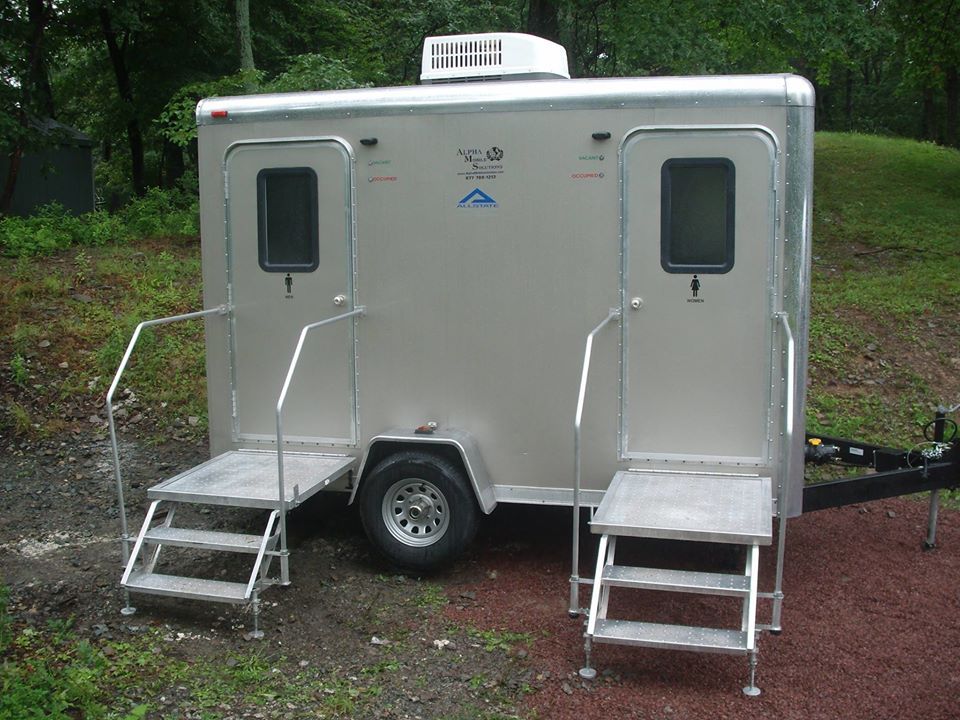 Portable restroom trailer rental for events and commercial job sites