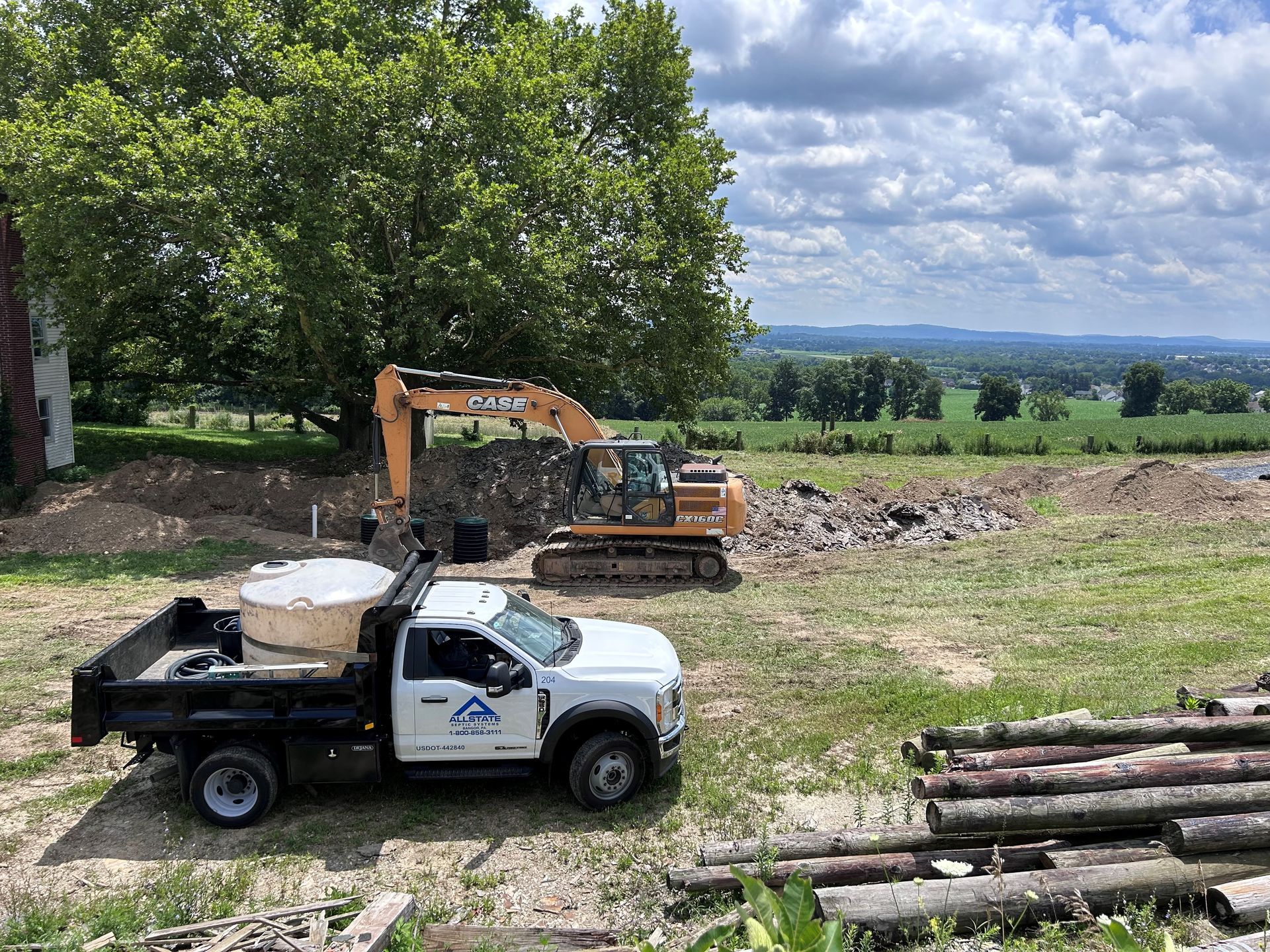 Excavation work for septic system installation in the Lehigh Valley