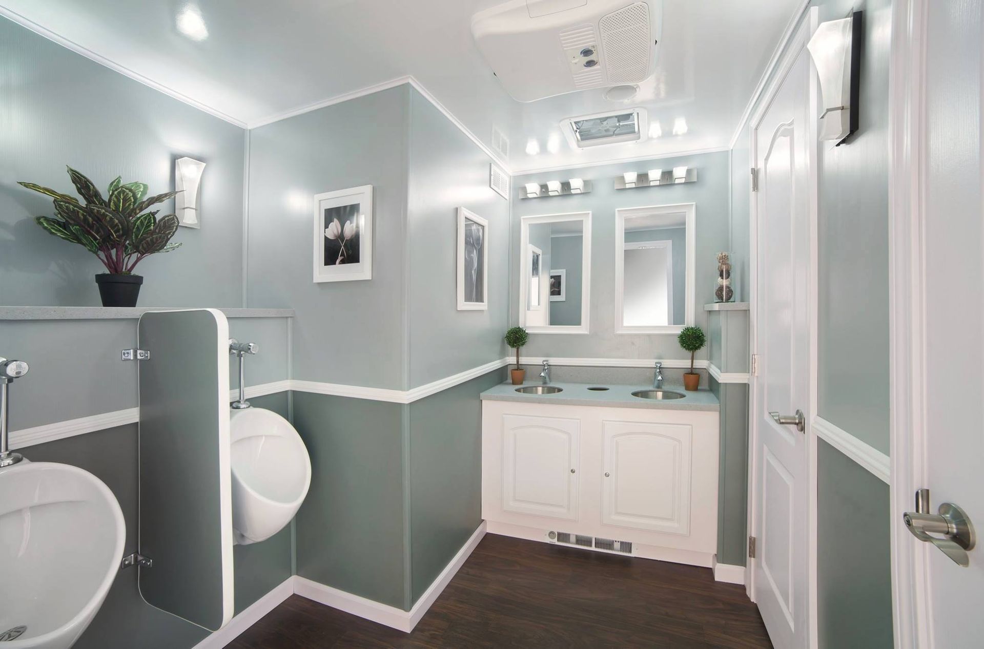 Luxury portable restroom trailer interior for weddings and special events