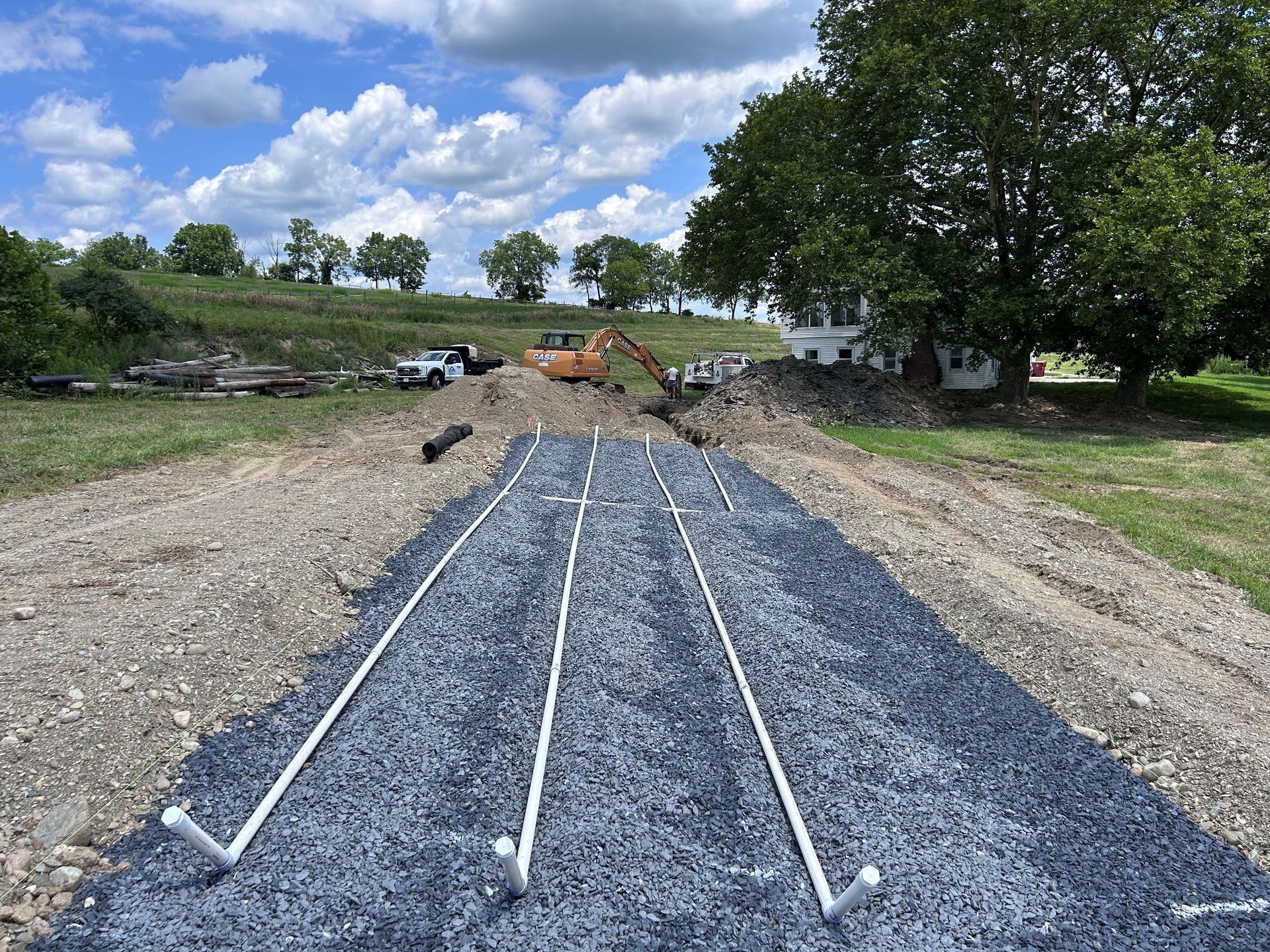 Drain field preparation for residential septic system installation in Pennsylvania