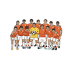 Cartoon-style youth soccer player graphic
