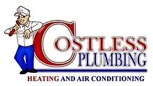 A logo for costless plumbing heating and air conditioning.
