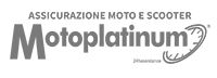 Logo per l’assicurazione moto e scooter Motoplatinum, con testo grigio e nero e un motivo a spirale