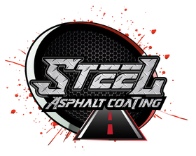 A logo for steel asphalt coating with a road in the middle