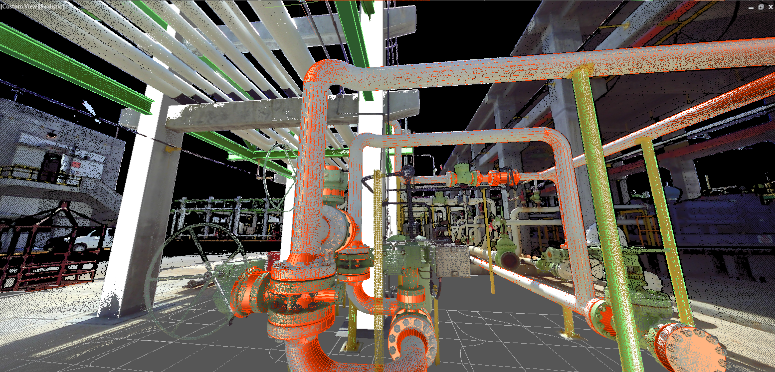 Demonstration of using a 3D laser scan to generate as built pipe routes.