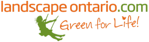 The logo for landscape ontario.com is green for life