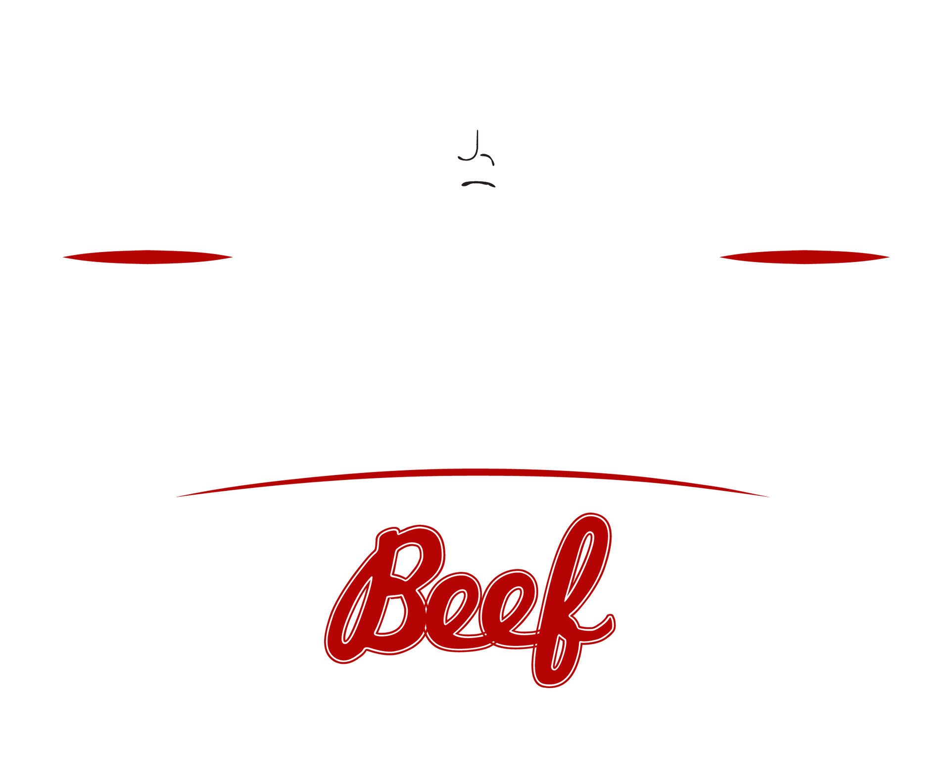 Red "Beef" script logo below a curved line, with red horizontal lines above.
