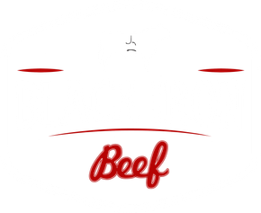 Red "Beef" script logo below a curved line, with red horizontal lines above.