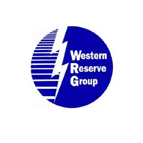 A logo for the western reserve group with a lightning bolt