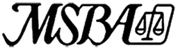 A black and white logo for msba with a scale of justice.
