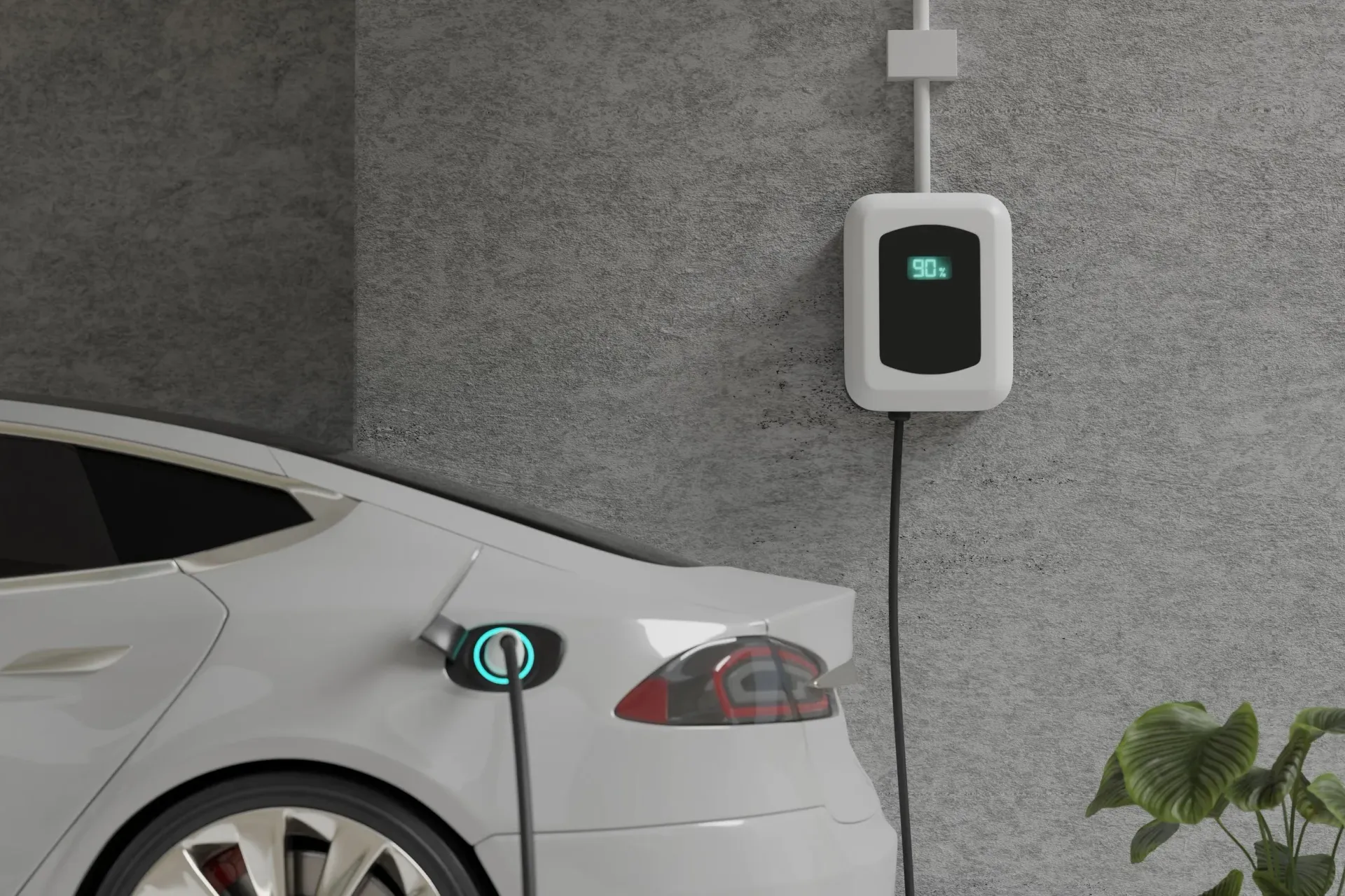 An Electric Car Is Being Charged At A Charging Station — L & K Electrical & Air Conditioning in Tamworth, NSW