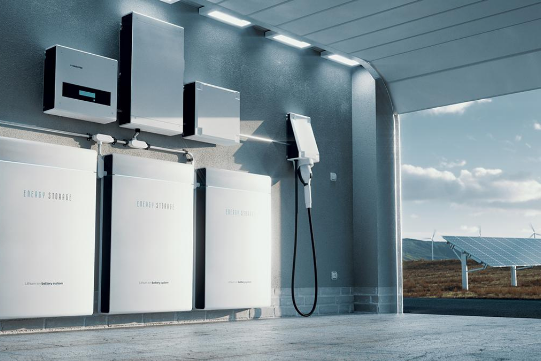 Solar energy storage system with batteries and a charging station, outdoors — L & K Electrical & Air Conditioning in Tamworth, NSW