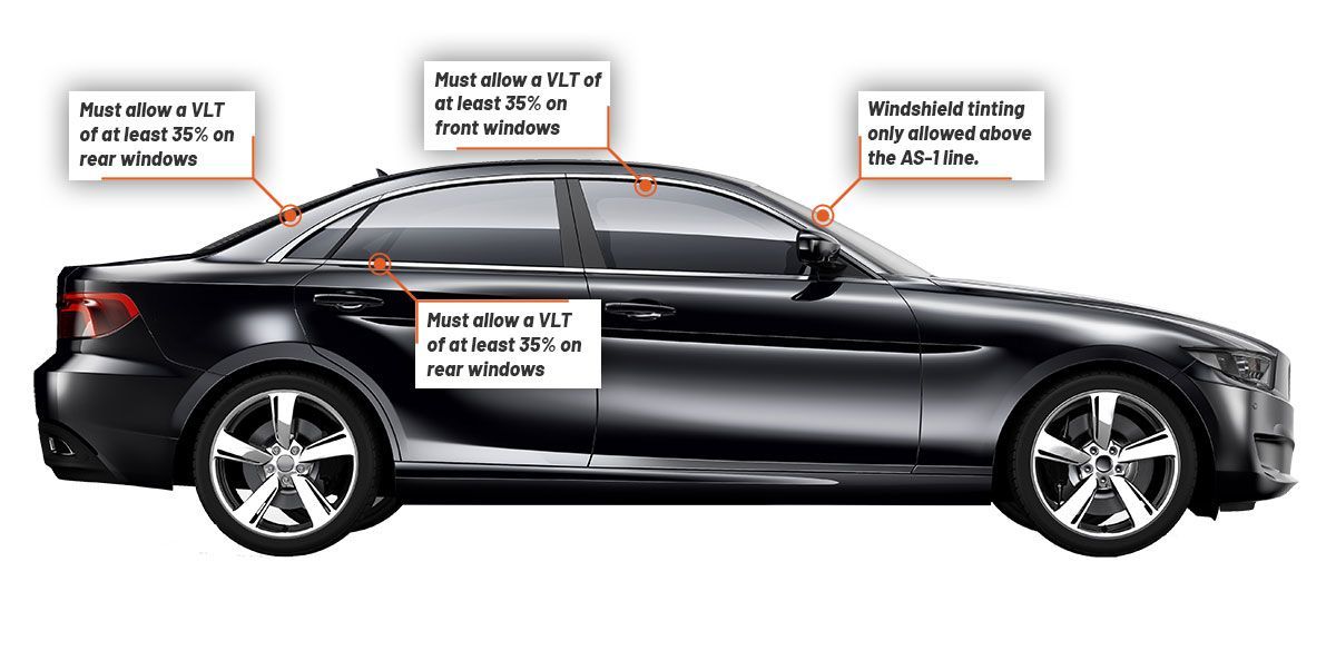A black car with labels on the side of it.