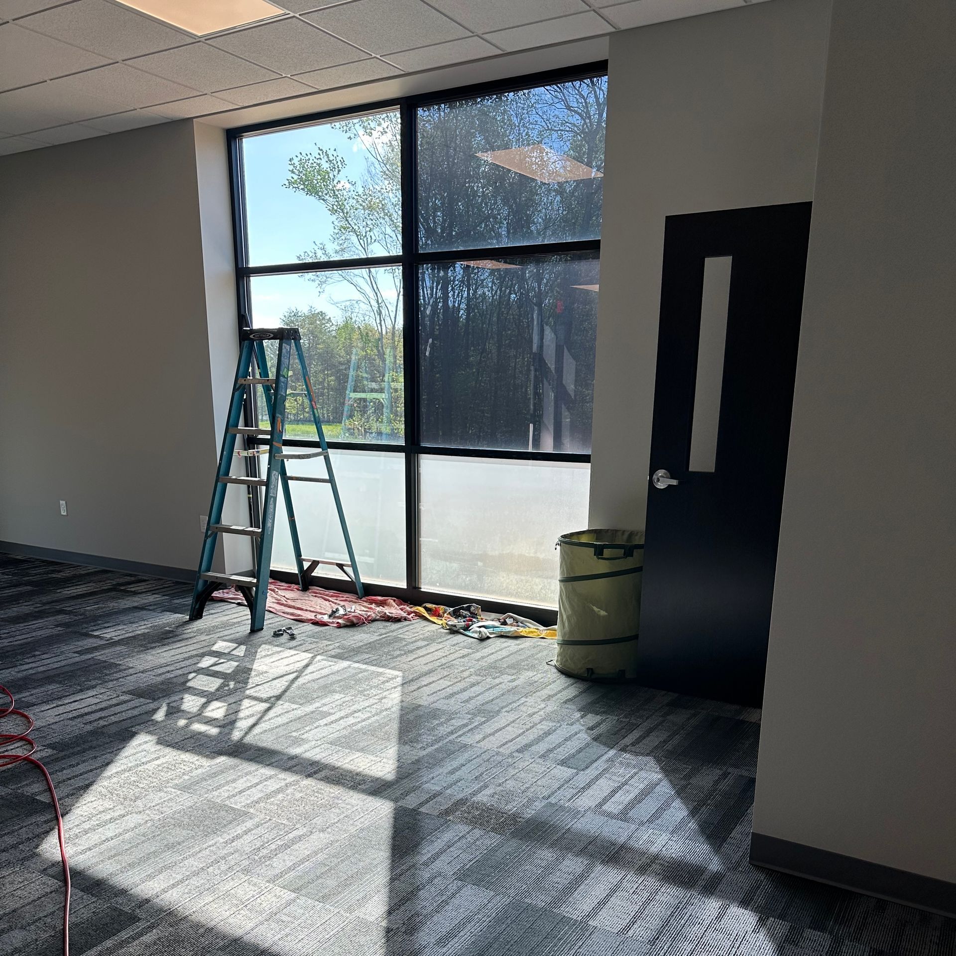 There is a ladder in the middle of the room.