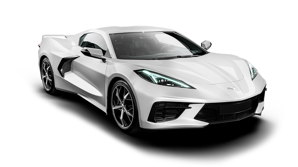 A white corvette sports car on a white background.