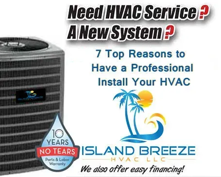 A picture of an air conditioner next to the words need hvac service a new system