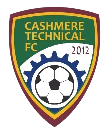 The logo for cashmere technical fc shows a soccer ball and gears