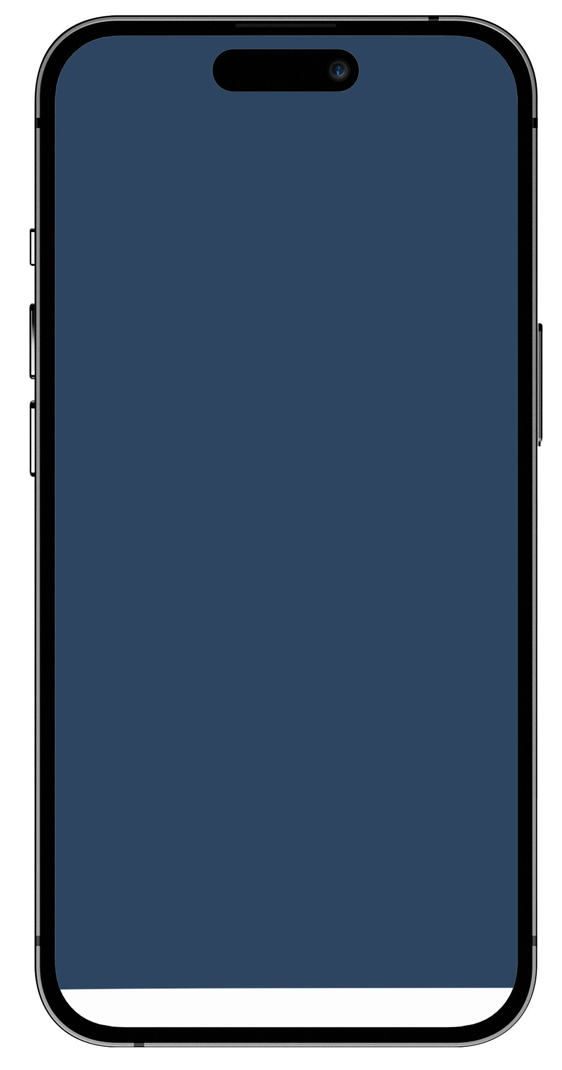 A smartphone screen with a dark blue background and black frame, shown front-on.