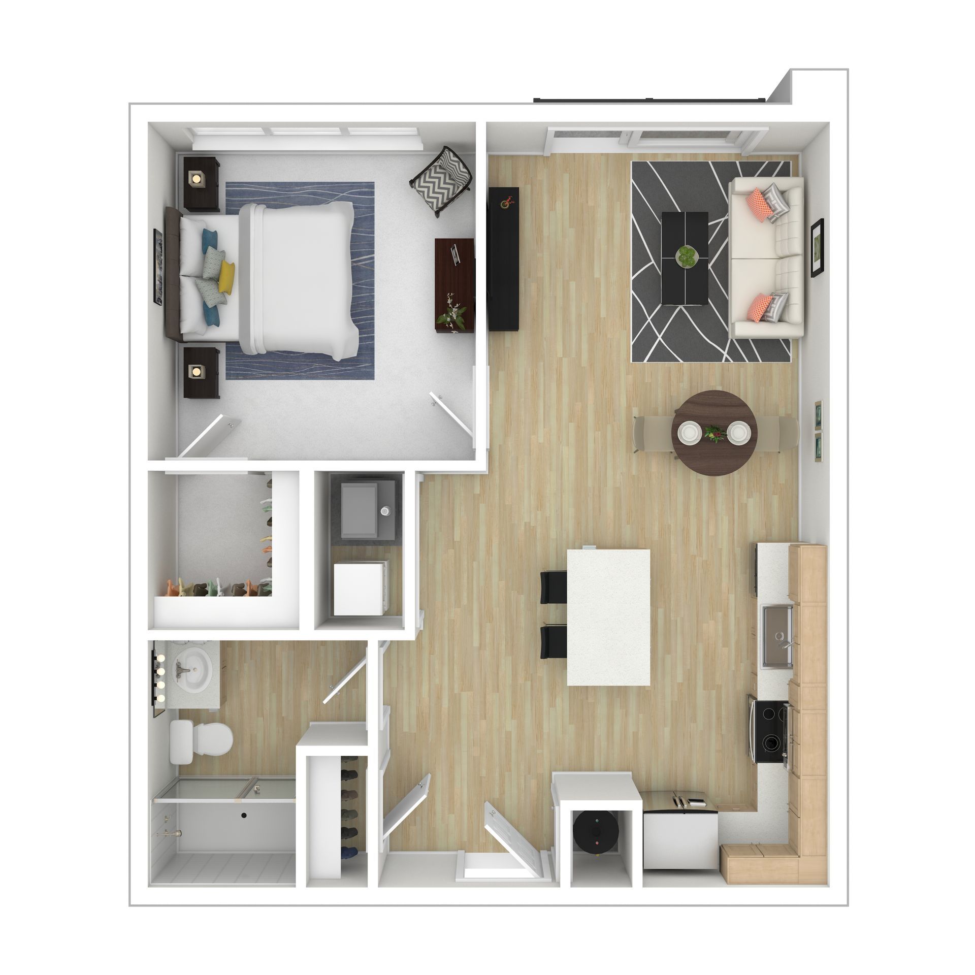 1 bedroom,  1 bathroom floor plan