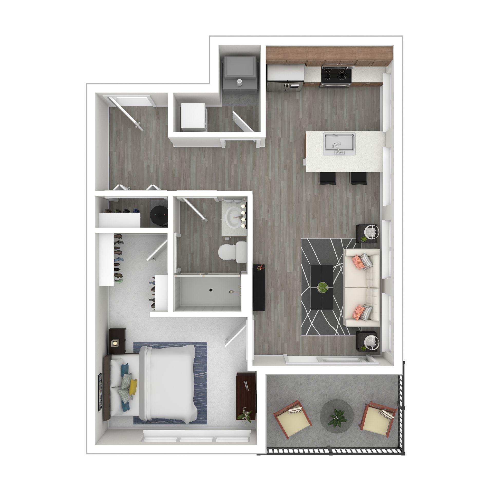 1 bedroom, 1 bathroom floor plan